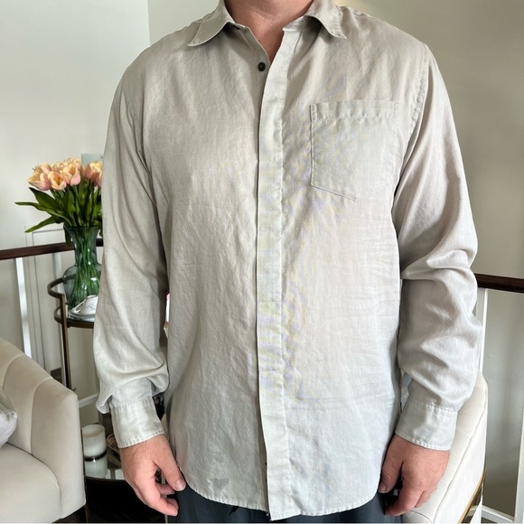 Armani Exchange AX Men’s Derey Philippe Light Gray Button Up Collar Shirt L - Picture 3 of 16